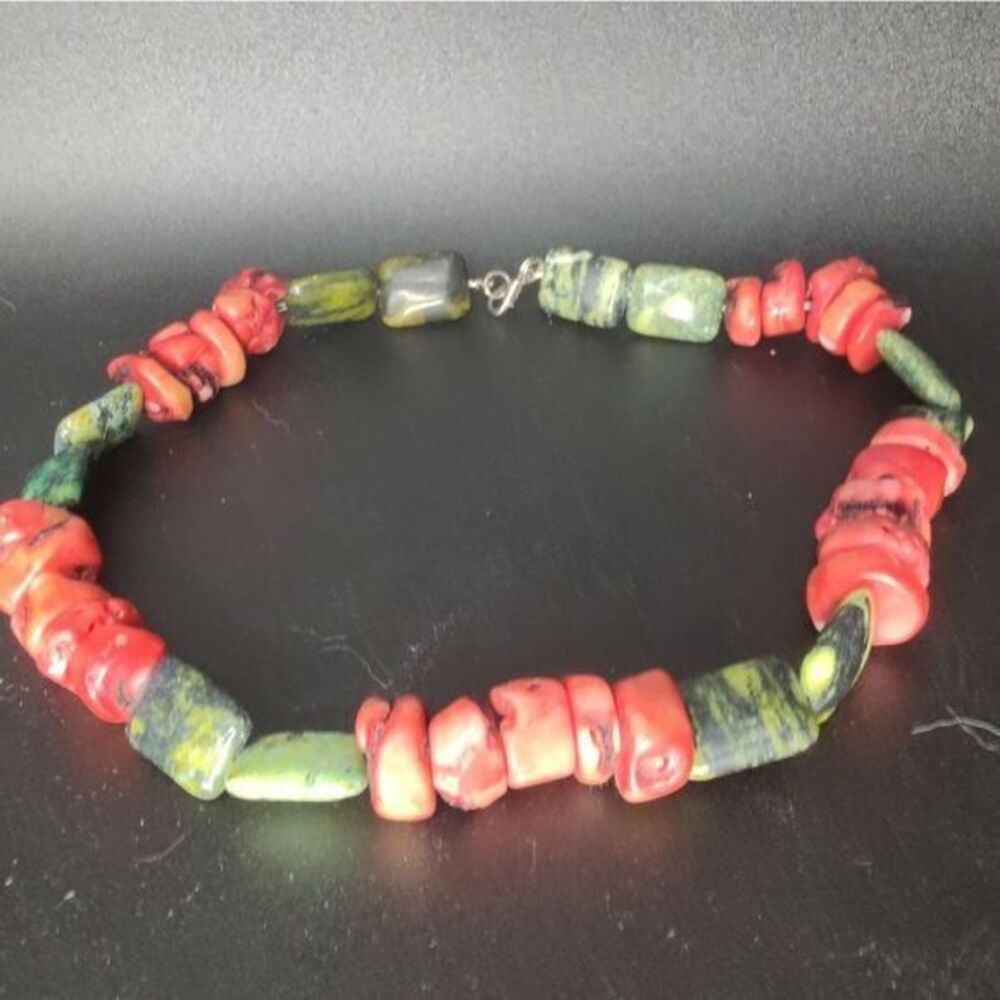 Yellow Turquoise And Coral Necklace